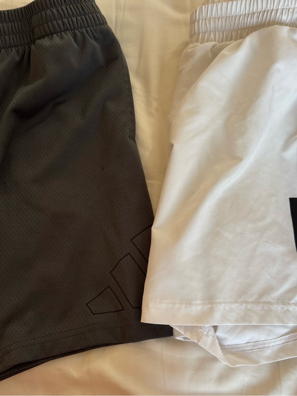 2 pair ADIDAS BOYS Athletic Shorts in Charcoal and White